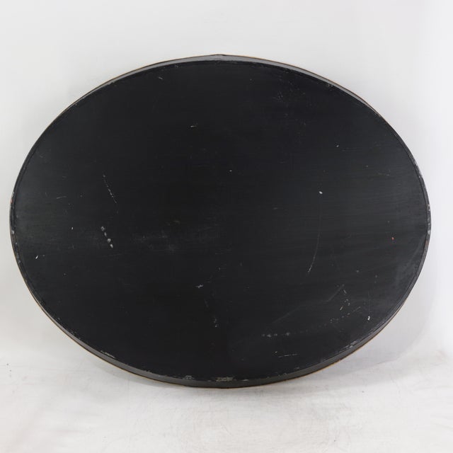 Vintage Hand Painted Tole Tray Black Lacquer With Classical Cameo Portrait and Golden Owl Motif For Sale - Image 10 of 18
