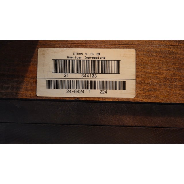 1980s Ethan Allen Solid Cherry Wood Pedestal Extension Dining Table With Glass Top For Sale - Image 9 of 15