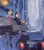 Roadway II by Jim Beckner | Oil on panel Nighttime city street with blurred lights and vehicles. For Sale - Image 4 of 5