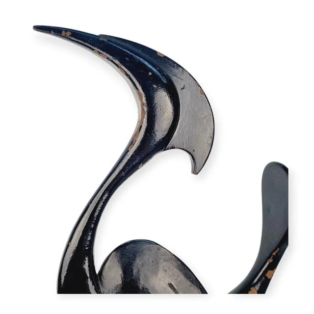 Egret figurine made of painted metal, a unique creation, born in the 1960s. Elegant, finely-lined work of applied art. In...