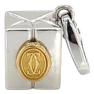 19606 - Cartier Gift Box Double C 18k Two Tone Gold Charm Pendant For Sale