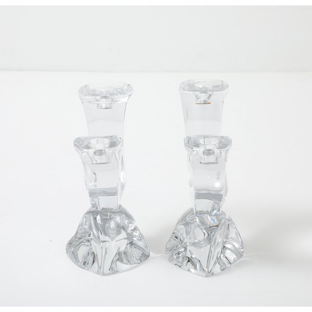 1970's Daum France Crystal Glass Candle Holders - A Pair For Sale - Image 9 of 12