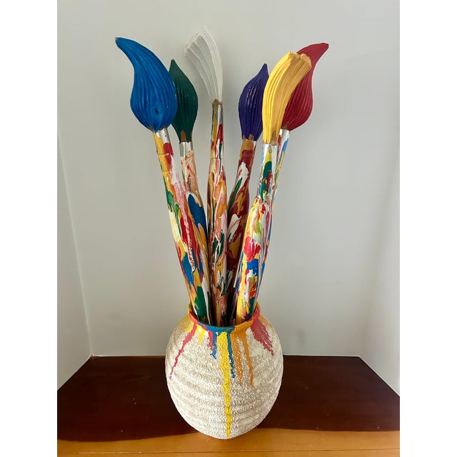 Wood Vintage Italian Pop Art "Bouquet of Paintbrushes" Sculpture – Attributed to Livio De Marchi For Sale - Image 7 of 14