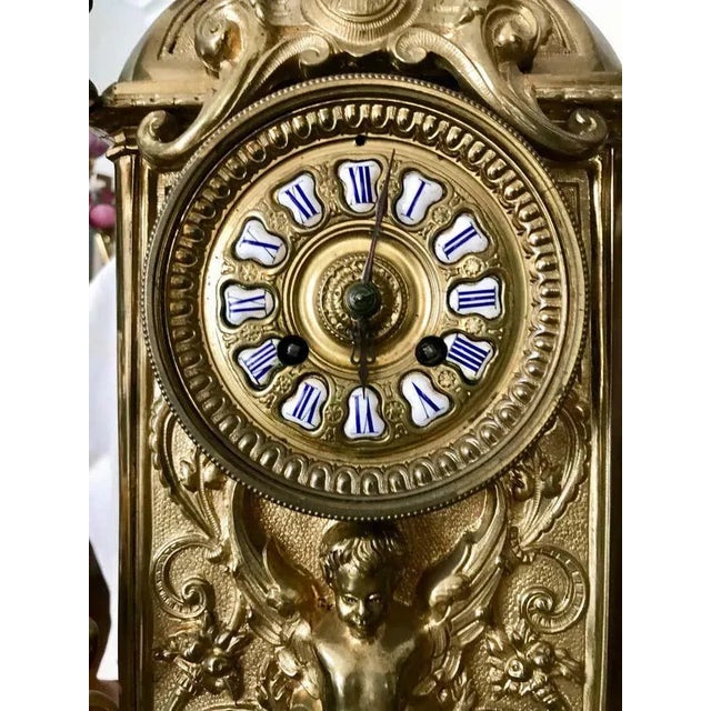 Large 19th Century Brass Clock For Sale - Image 10 of 12
