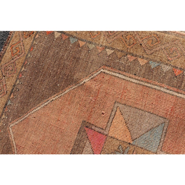 Vintage Turkish Kars Gallery Runner With Muted Red, Taupe, and Soft Teal For Sale - Image 12 of 12