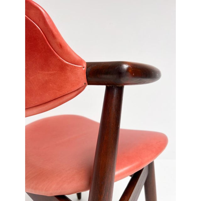 Red Colored Leather Cowhorn Chair, 1970s For Sale - Image 9 of 16