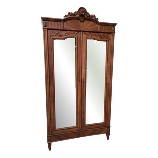 Antique Art Nouveau Linen Wardrobe, 1890s For Sale
