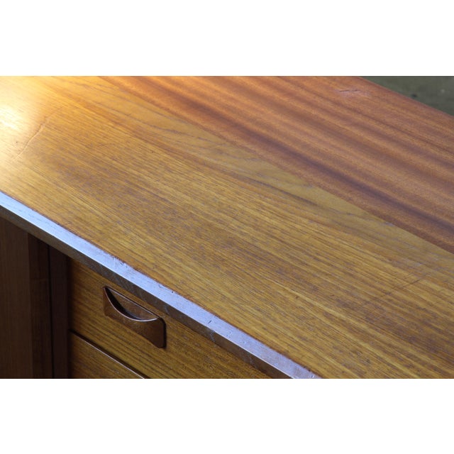 Vintage Danish low sideboard in teak by Clausen & Son iwth original sticker on the back, made in the 1960s. Clean mid-...