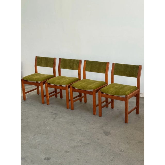 1970s Teak and Mohair Dining Chairs - Set of Four For Sale In Los Angeles - Image 6 of 12