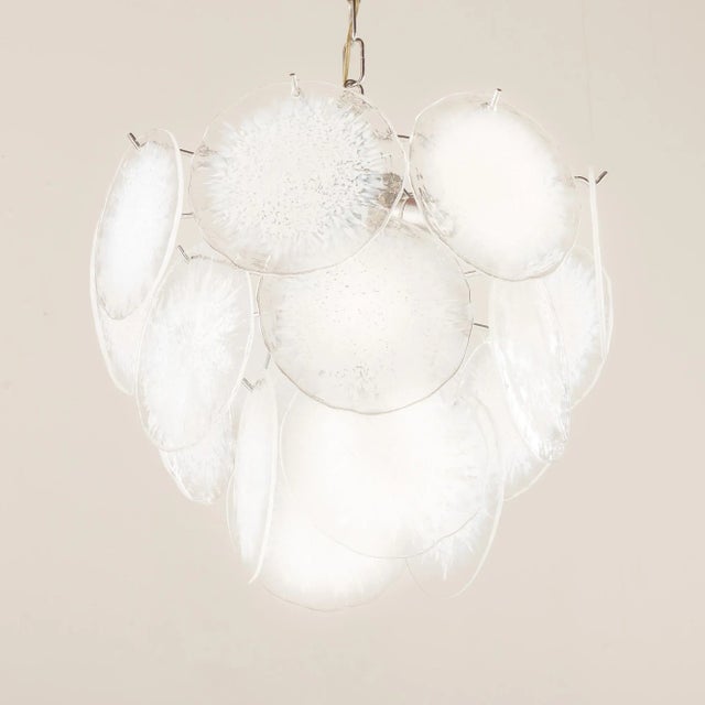 Vistosi Murano 18 Glass Disc Chandelier Fiocchi Di Neve, Italy, 1970s For Sale - Image 11 of 18