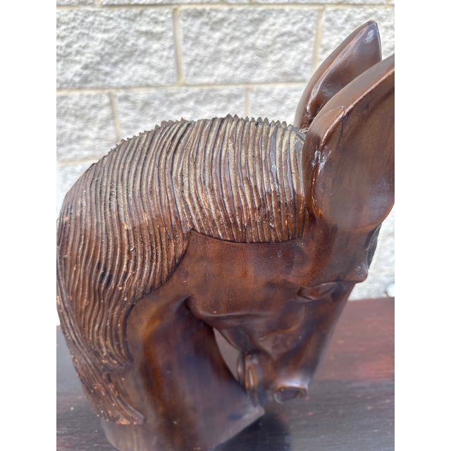 Wood Mid 20th Century Large Hand-Carved Wood Horse Head Sculpture For Sale - Image 7 of 12