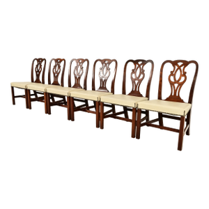 Baker Furniture Georgian Carved Mahogany Dining Chairs, Set of Six