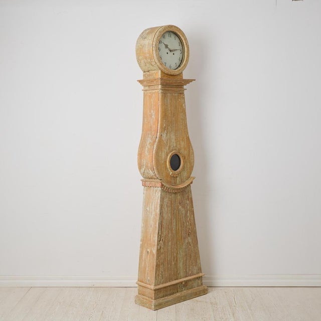 Antique Swedish Gustavian Rustic Long Case Clock, Hand-Carved Gustavian Decor For Sale - Image 5 of 10