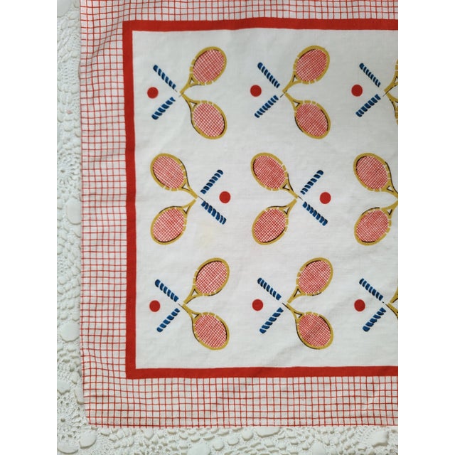 Orange 1950s Cotton Tennis Napkins- Set of 4 For Sale - Image 8 of 11