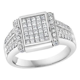 1.5 Carat Princess Cut Diamond & 1 Ct Blue Sapphire Flip Ring 14 K Gold, Unisex For Sale