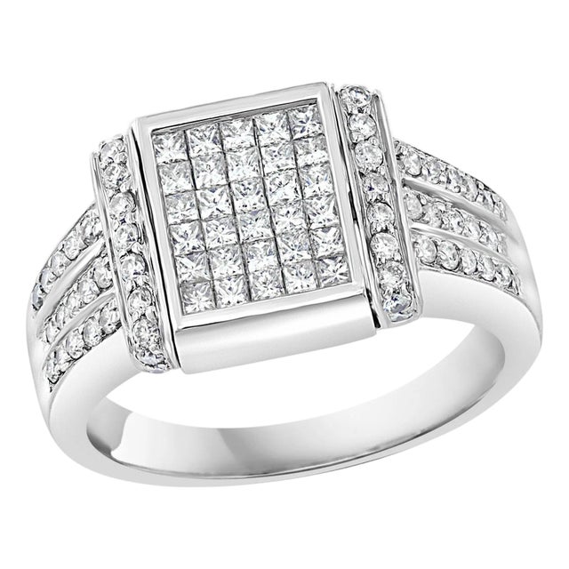 1.5 Carat Princess Cut Diamond & 1 Ct Blue Sapphire Flip Ring 14 K Gold, Unisex For Sale