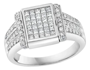 1.5 Carat Princess Cut Diamond & 1 Ct Blue Sapphire Flip Ring 14 K Gold, Unisex