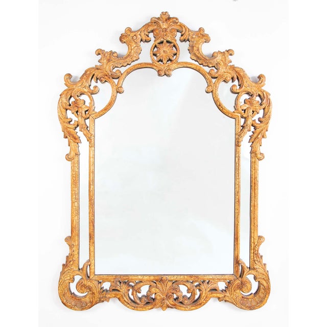 French Rococo Style Carved and Gesso Wood Mirror, Large Scale For Sale - Image 9 of 12