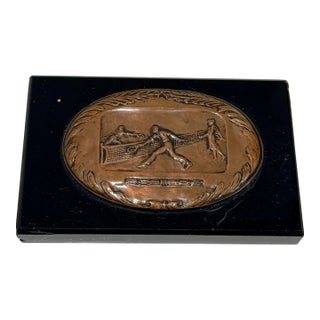 Antique Tennis Bronze Medal/Trophy on Marble Base For Sale