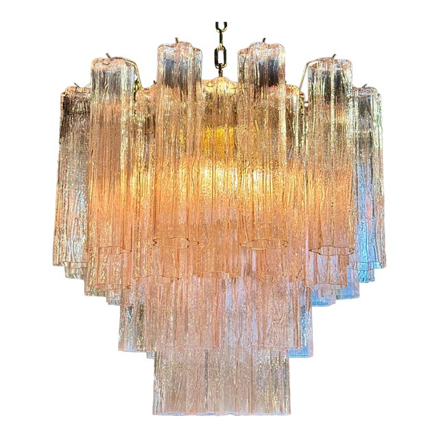 Modern Pink Murano Tronchi Glass Chandelier For Sale