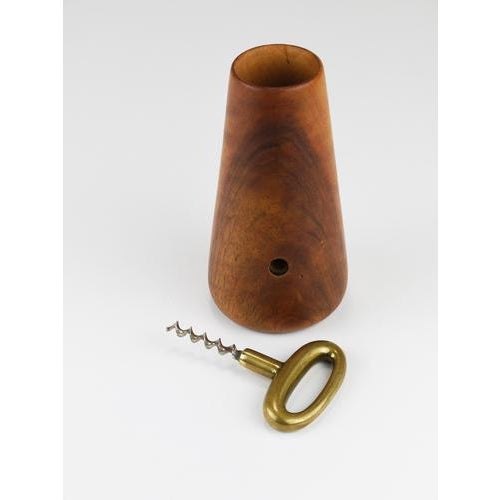 Carl Auböck Mid-Century Straw Holder & Corkscrew in Walnut & Brass attributed to Carl Auböck, Austria, 1950 For Sale - Image 4 of 17