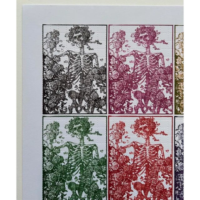 Stanley Mouse Signed "Bertha" Skull & Roses Blotter Art | Multi-Color Printed, Grateful Dead Icons C .2000 For Sale In Reno/Lake Tahoe - Image 6 of 9