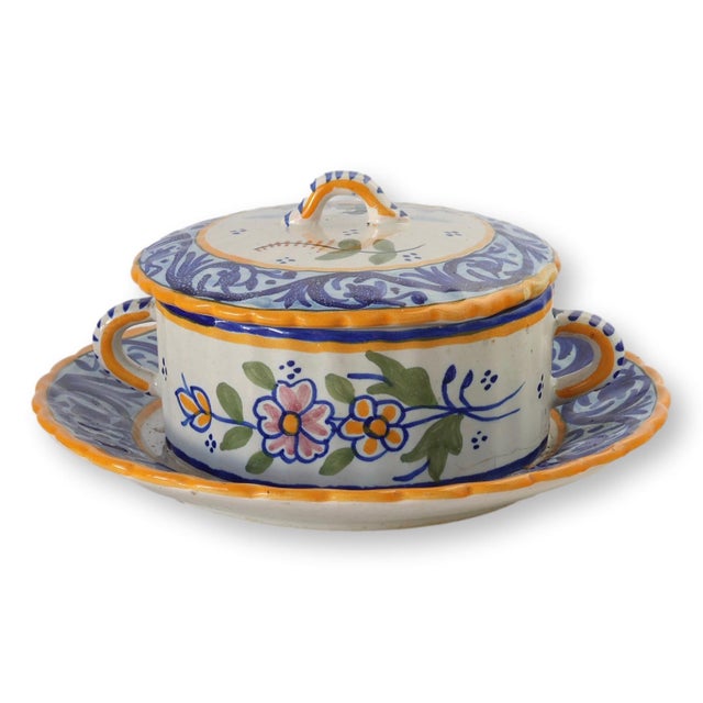 Mid 20th Century French Quimper Faience Butter Dish For Sale - Image 5 of 6