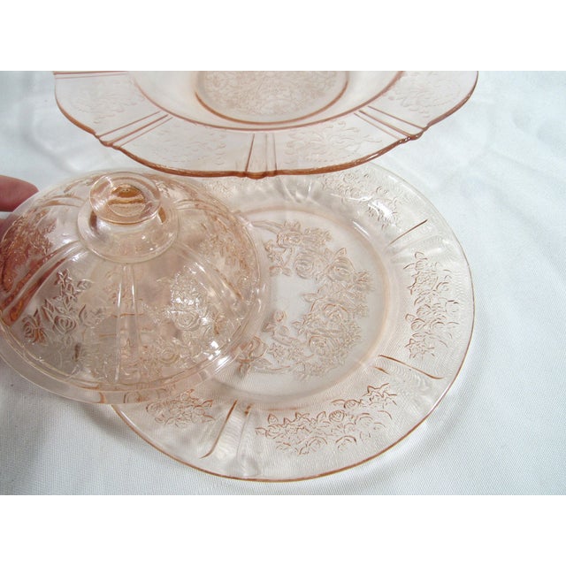 Mid 20th Century Pink Depression Glass Pieces Covered Dish and Rimmed Bowl For Sale - Image 15 of 15