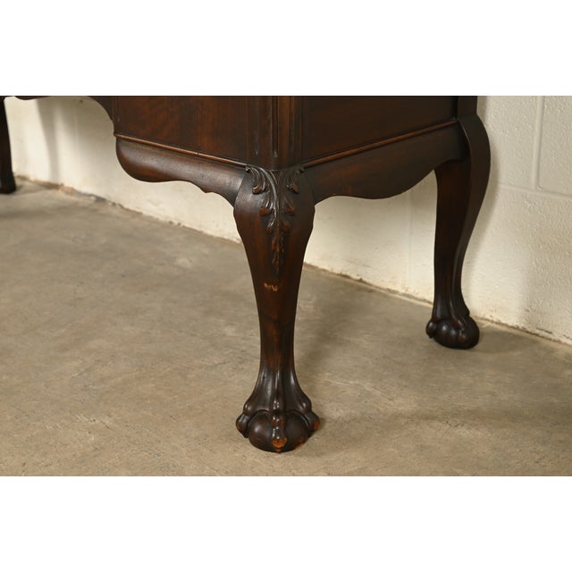 Berkey & Gay Style Antique Chippendale Carved Mahogany Bookcase Cabinet, Circa 1920s For Sale - Image 10 of 13