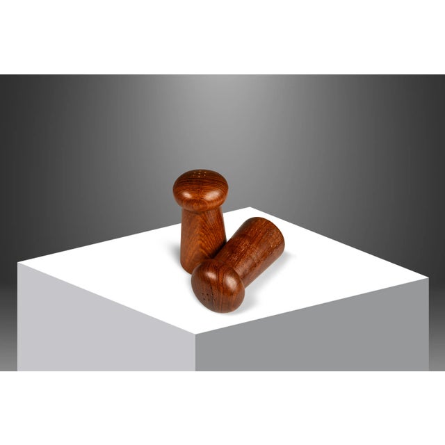 Mid-Century Danish Modern Hand-Carved Salt and Pepper Shaker in Solid Teak, Denmark, Circa 1970s For Sale In Orlando - Image 6 of 11