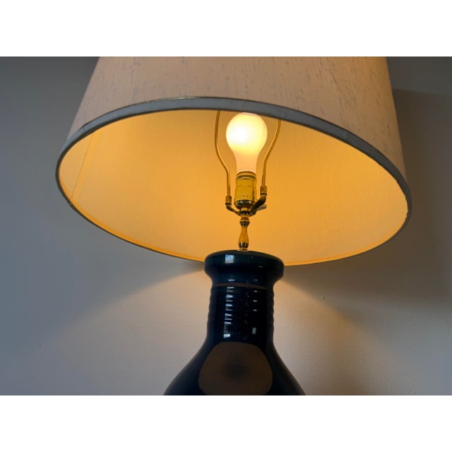 Ceramic 1960s Mid-Century Modern Bitossi Style Blue Glazed Ceramic Table Lamp For Sale - Image 7 of 14