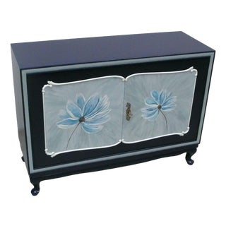 Dark Blue Chippendale 2-Door Sideboard, 1950s For Sale