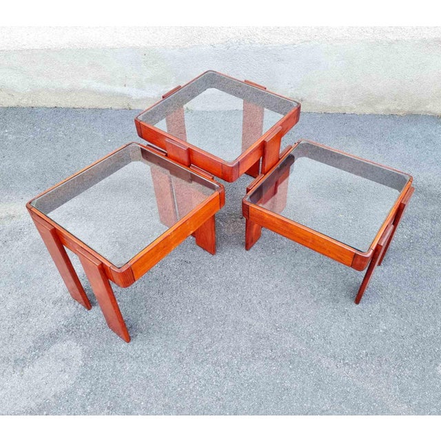 Wood Nesting Tables by Gianfranco Frattini for Meblo, Italy, 1970s, Set of 3 For Sale - Image 7 of 14