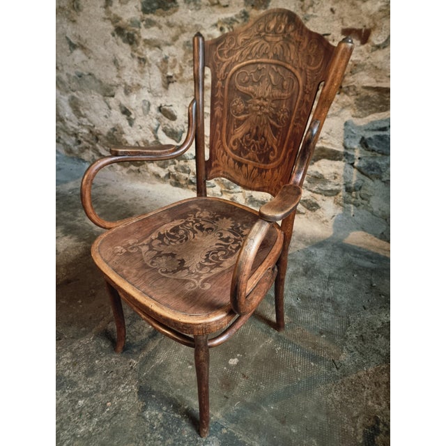 Antique Bentwood Armchair by Jacob & Josef Kohn, Vienna, Austria, 1900s For Sale - Image 3 of 15