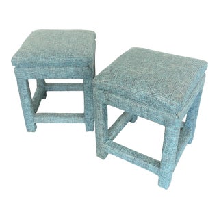 Vintage Milo Baughman Style Parsons Ottomans - a Pair For Sale