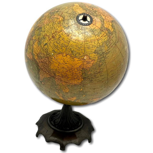 Vintage 1930s Canadian School 12 Inch Terrestrial Globe - Library Atlas With Bronzed Cast Iron Base For Sale In Boston - Image 6 of 18