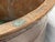 Huge Antique Copper Cauldron: Hand Forged Firewood Bucket 19" With Hand Etched Riveted Handle Green Patina Damage For Sale - Image 9 of 14