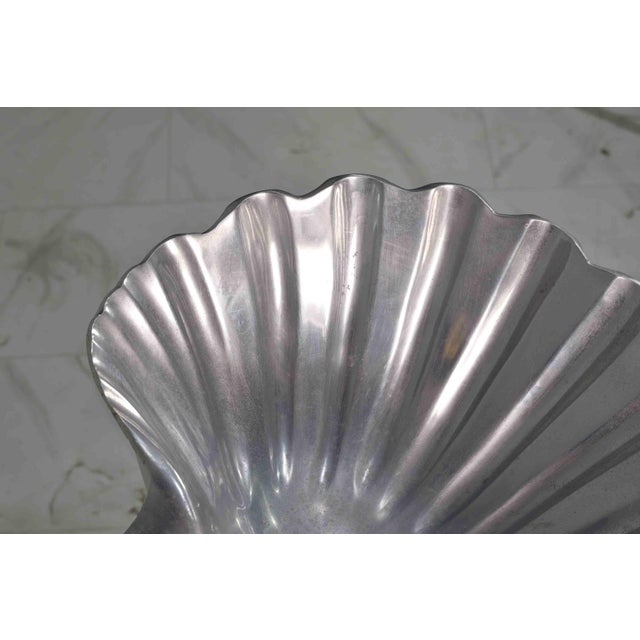 Metal Coastal Polished Aluminum Decorative Clamshell Bowl Catchall For Sale - Image 7 of 13