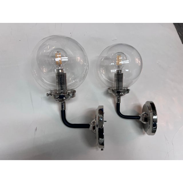 2010s Restoration Hardware Bistro Globe Wall Sconces, Pair For Sale - Image 5 of 12