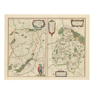 Antique Map of Vermandois and La Capelle from Blaeu, France, 1642 For Sale