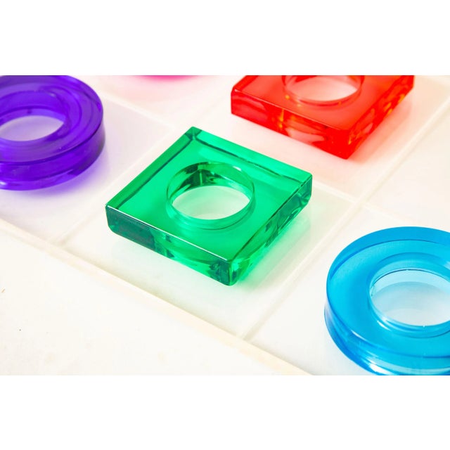 1970s Vintage Haziza Jewel Toned Lucite Tic Tac Toe Set Game, 1970's For Sale - Image 5 of 13