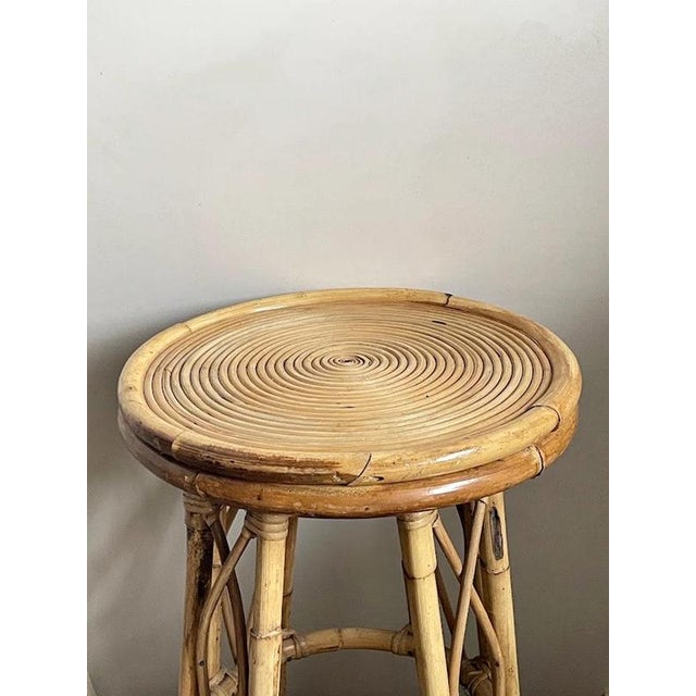 Vintage Sculptural Rattan Bar Stool, Japan, 1970s For Sale - Image 9 of 10