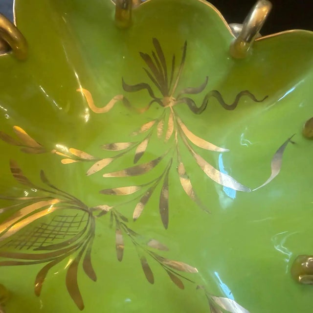 1950s Gio Ponti Style Green and Gold Ceramic Italian Square Bowl by Essepi For Sale - Image 12 of 13