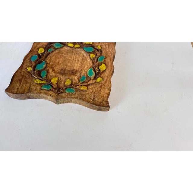 Vintage French Decorative Wooden Board with Hand-Painted Floral Design 1960s For Sale - Image 6 of 12