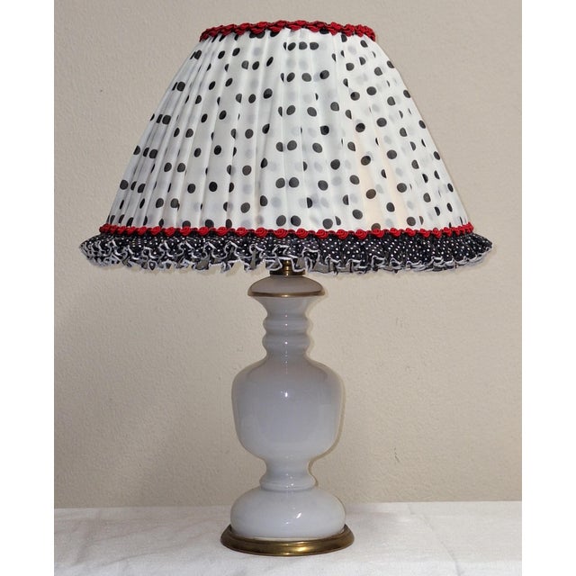 Vintage Table Lamp with Brass-Framed Glass Base and Fabric Shade from Lamplove, 1970s For Sale - Image 10 of 10