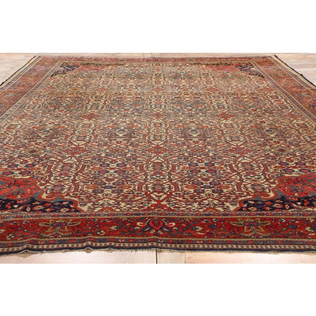 Beige Late 19th Century Antique Persian Farahan Rug - 08'08 X 11'04 For Sale - Image 8 of 9