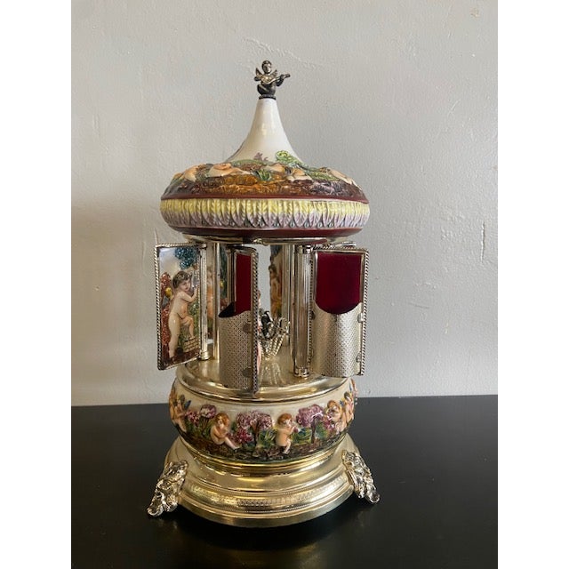 Ceramic Vintage Reuge Musical Carousel For Sale - Image 7 of 11