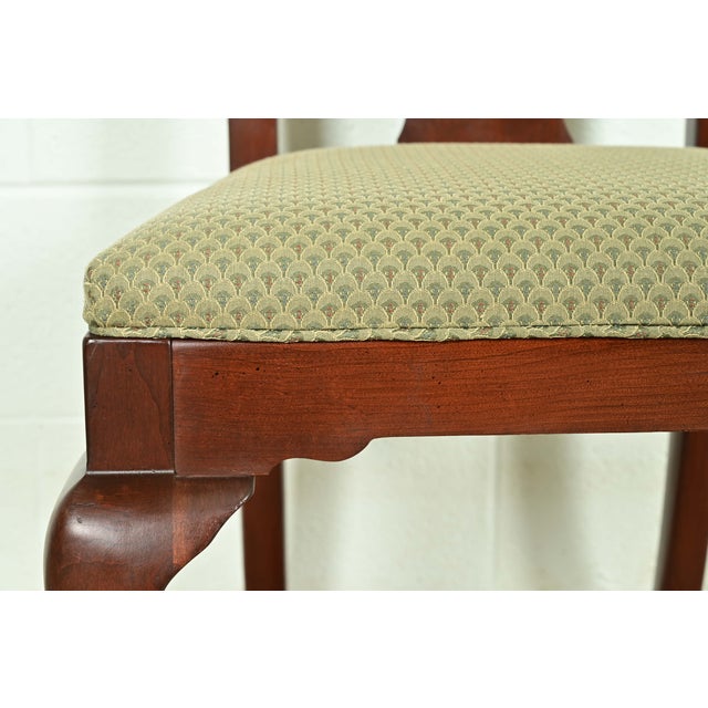 Brown Ethan Allen Queen Anne Carved Cherry Wood Side Chairs or Dining Chairs, Pair For Sale - Image 8 of 13