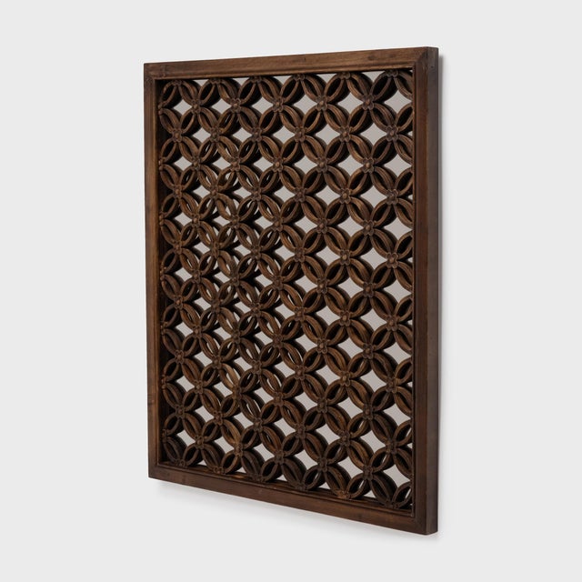 Rustic Mid 19th Century Chinese Coin Collector's Fretwork Panel Wall Mirror For Sale - Image 3 of 4