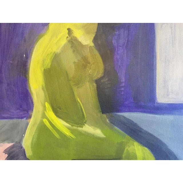 Vintage Painting - Female Nude in Purple Room - Later 20th C. For Sale - Image 4 of 8